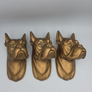 1951 Marbello Artcraft Co. Set Of 3 Bulldog Chalkware Wall Hangers Signed